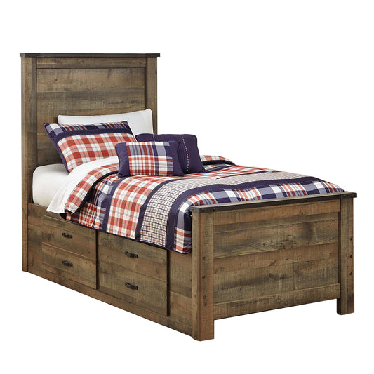 Trinell - Brown - Twin Panel Bed With 2 Storage Drawers