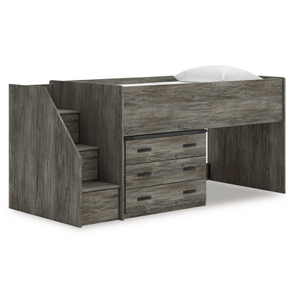 Frandern - Gray - Twin Loft Bed With Drawer Storage