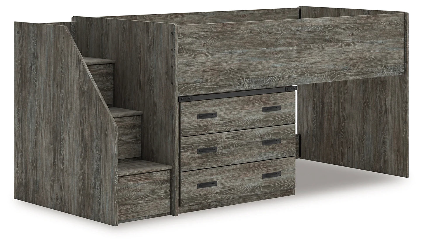 Frandern - Gray - Twin Loft Bed With Drawer Storage