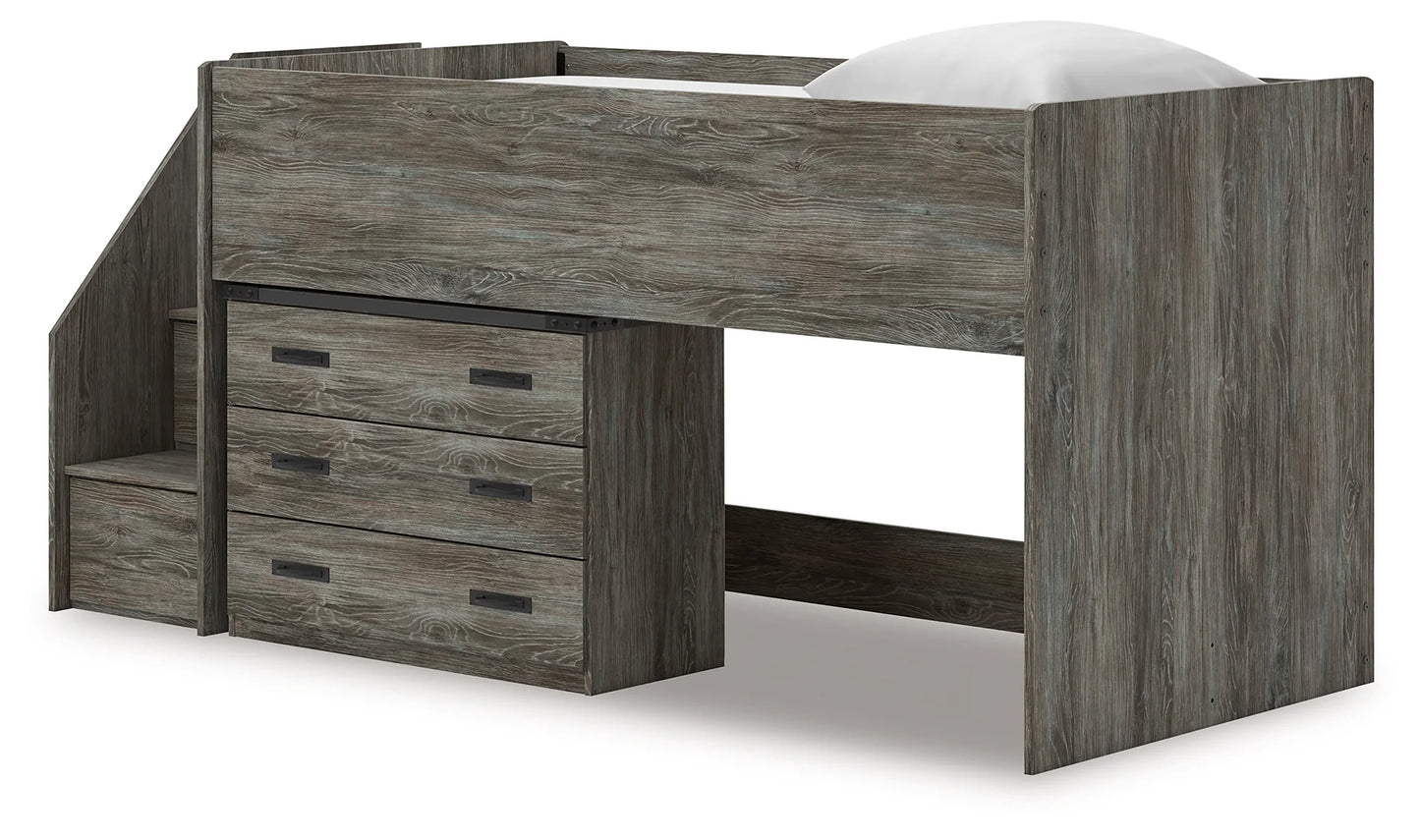 Frandern - Gray - Twin Loft Bed With Drawer Storage