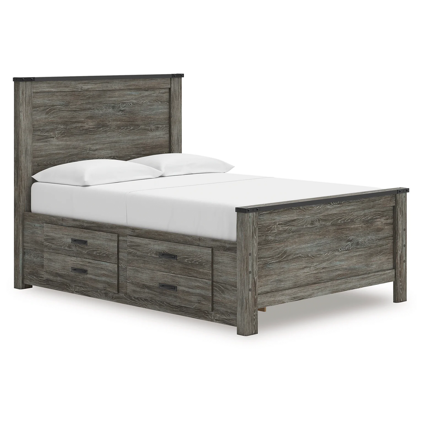 Frandern - Black / Gray - Full Panel Bed With Storage