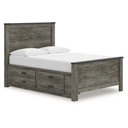 Frandern - Black / Gray - Full Panel Bed With Storage