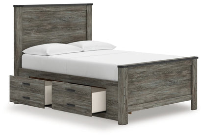 Frandern - Black / Gray - Full Panel Bed With Storage