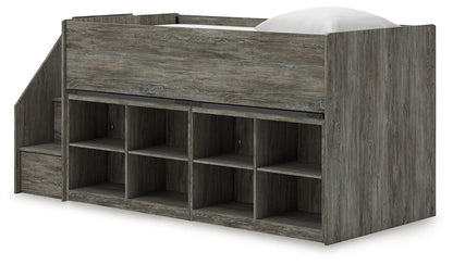 Frandern - Gray - Twin Loft Bed With 2 Bookcase Storages