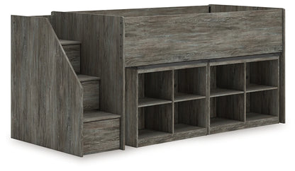 Frandern - Gray - Twin Loft Bed With 2 Bookcase Storages