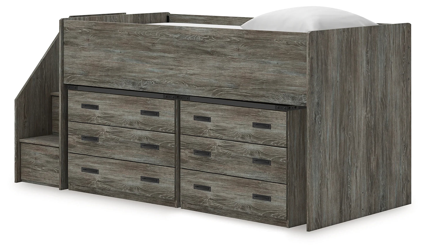 Frandern - Gray - Twin Loft Bed With 2 Drawer Storages