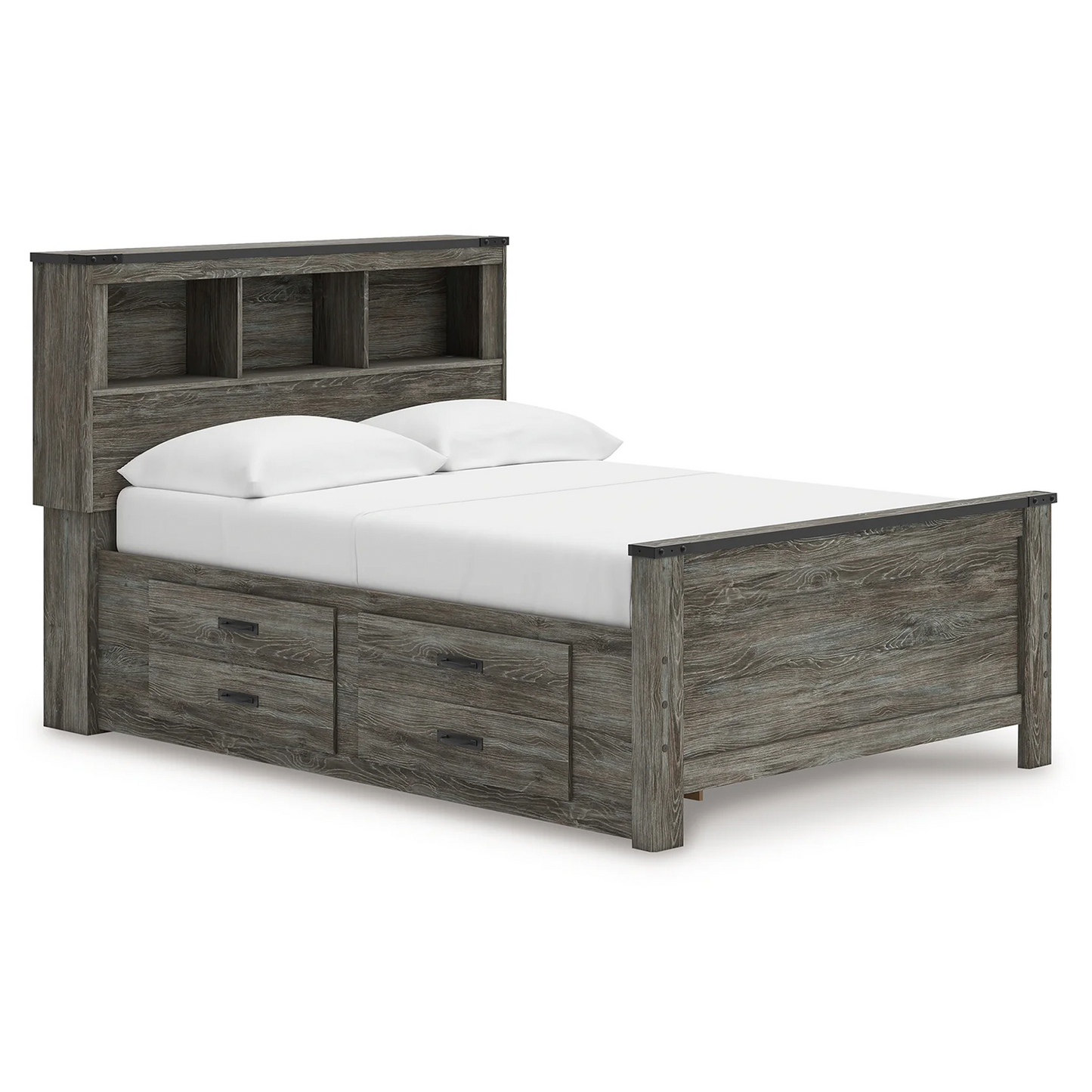 Frandern - Gray - Full Bookcase Panel Bed With Storage