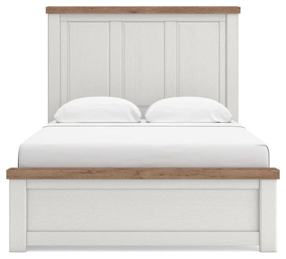 Savonport - Queen Panel Bed With Under Bed Storage Unit - White / Brown