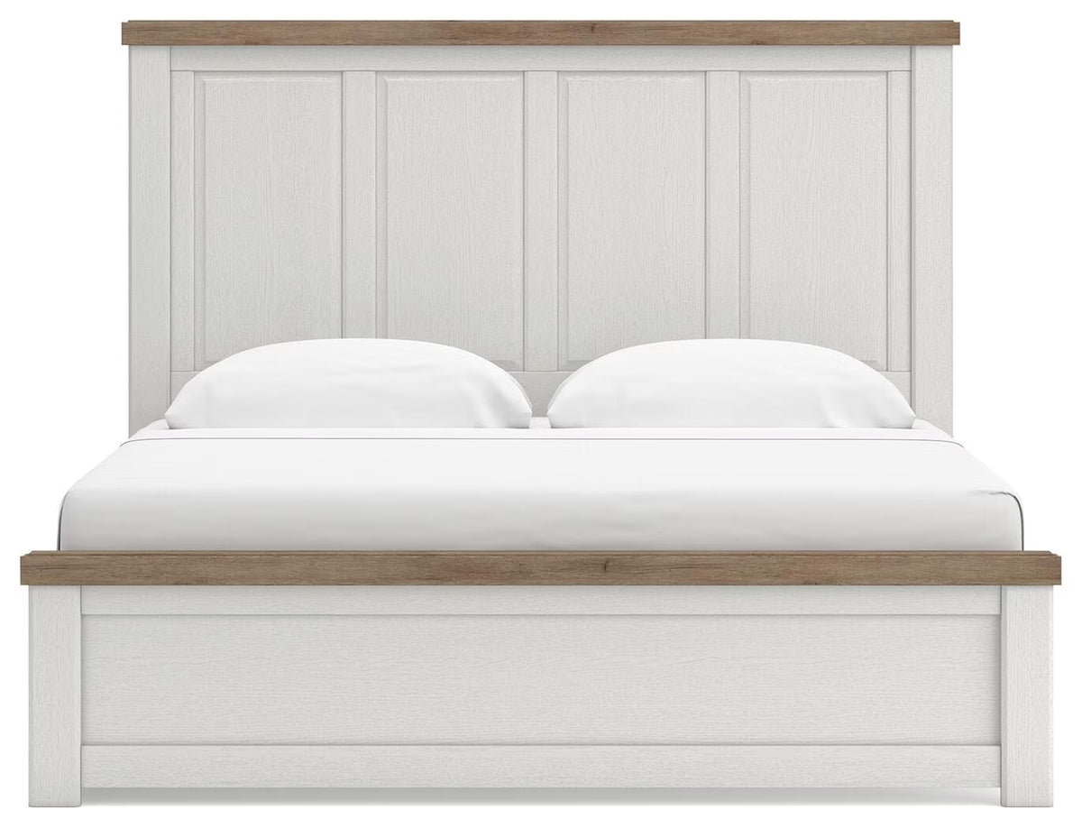 Savonport - King Panel Bed With Under Bed Storage Unit - White / Brown