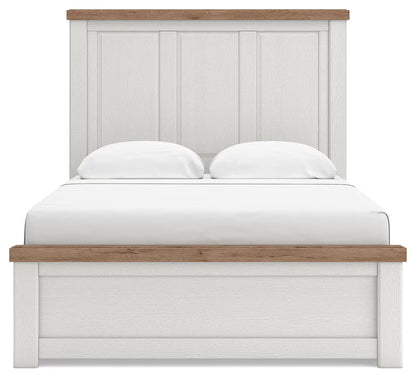 Savonport - Queen Panel Bed With 2 Under Bed Storage Units - White / Brown
