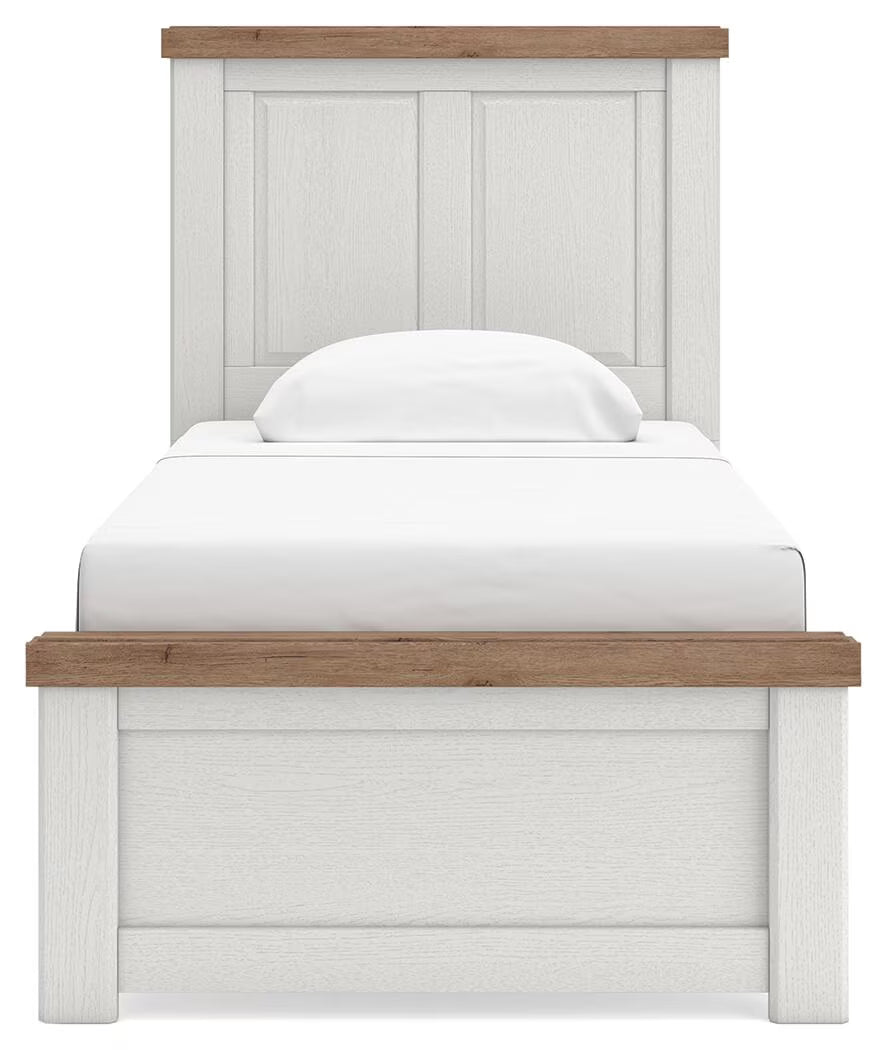 Savonport - Twin Panel Bed - White / Brown
