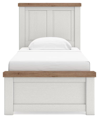 Savonport - Twin Panel Bed - White / Brown