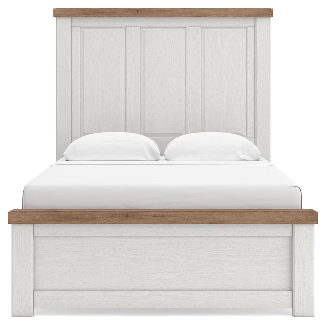 Savonport - Full Panel Bed - White / Brown