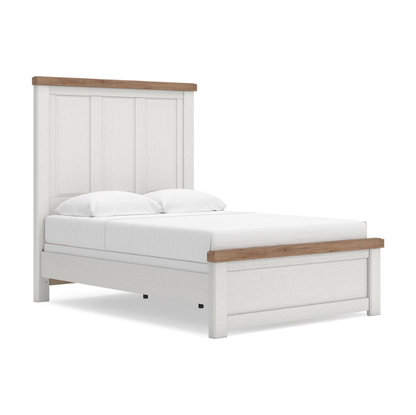 Savonport - Full Panel Bed - White / Brown
