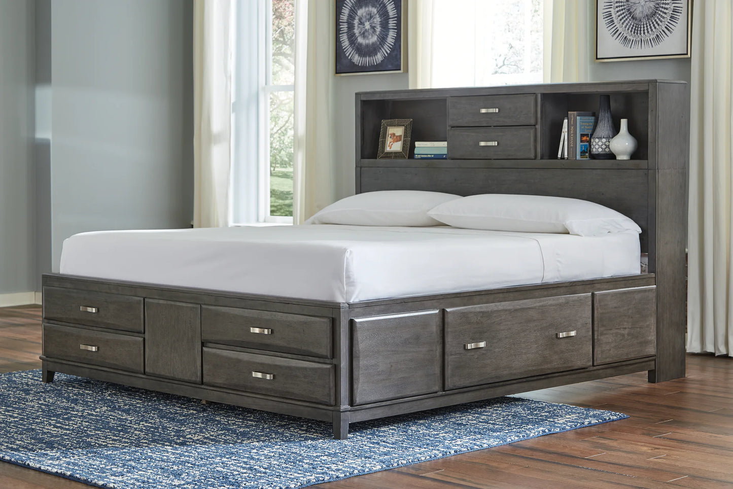 Caitbrook - Gray - Queen Storage Bed With 8 Drawers