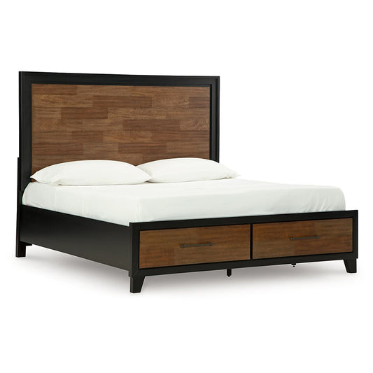 Kraeburn - Brown / Black - King Panel Storage Bed