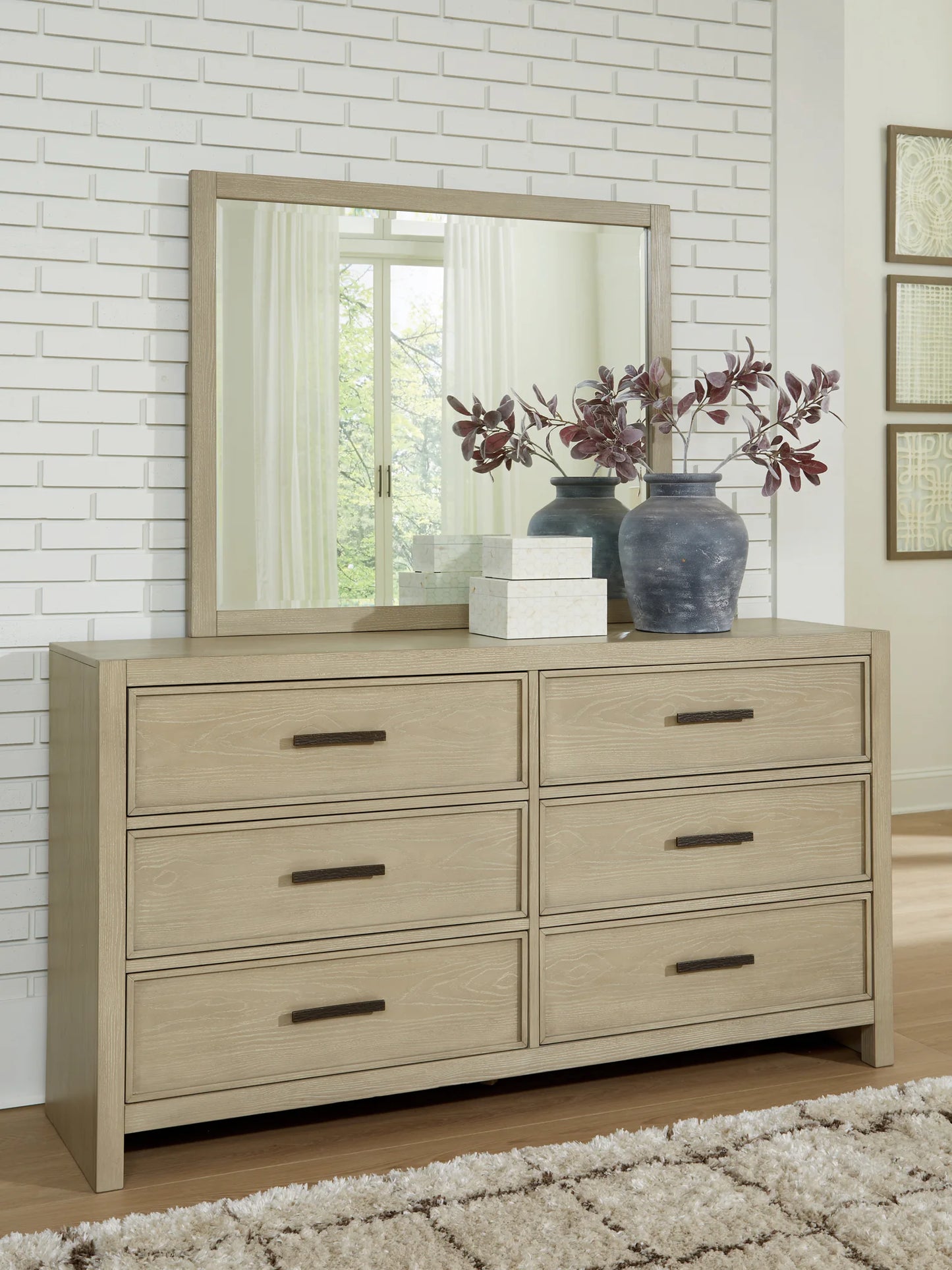 Calmoro - Dresser And Mirror - Gray
