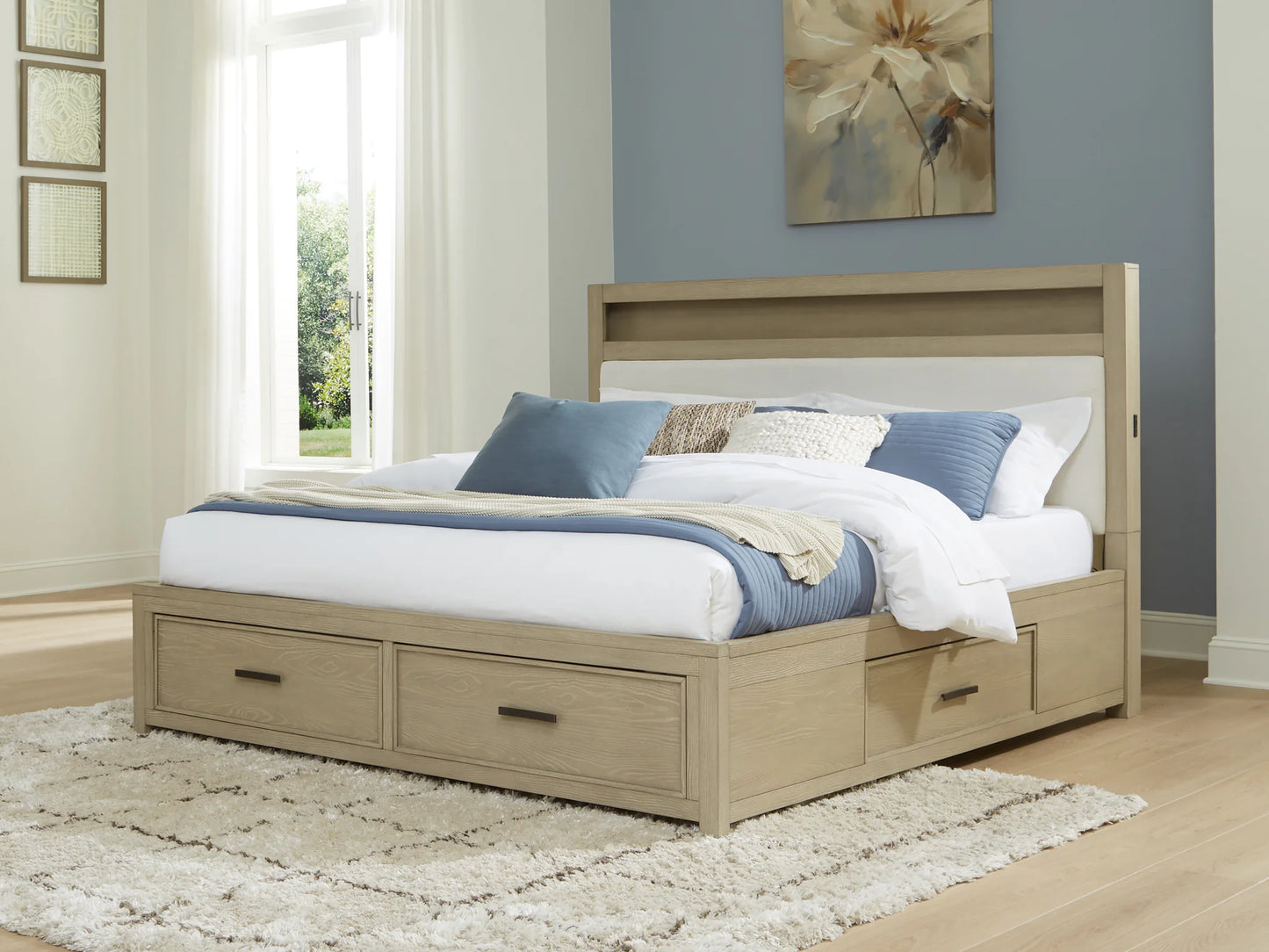Calmoro - King Bookcase Bed - Gray