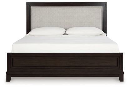 Neymorton - Dark Grayish Brown - California King Upholstered Panel Bed-5