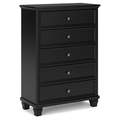 Lanolee - Black - Five Drawer Chest