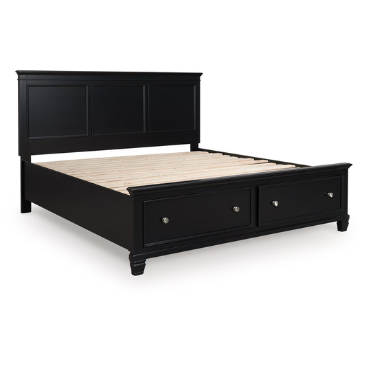 Lanolee - Black - King Panel Storage Bed