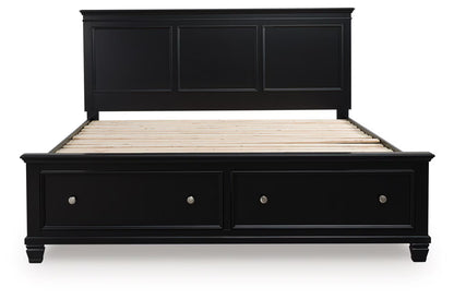 Lanolee - Black - California King Panel Storage Bed