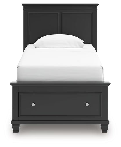 Lanolee - Black - Twin Panel Storage Bed