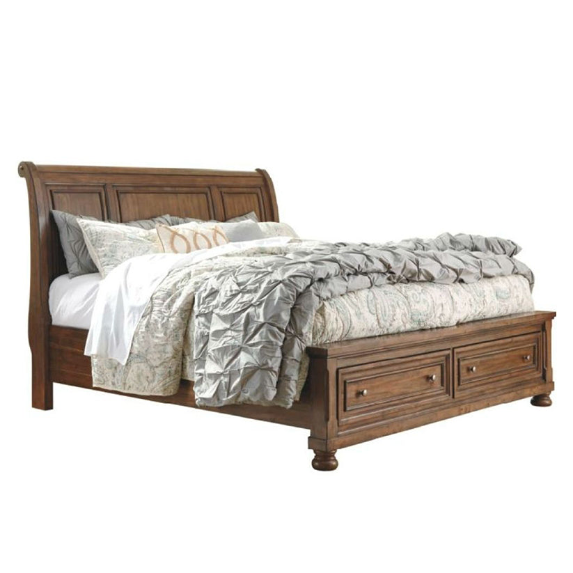 Flynnter - Medium Brown - California King Sleigh Bed With 2 Storage Drawers