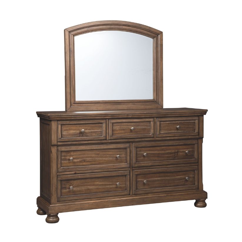 Flynnter - Medium Brown - Dresser, Mirror