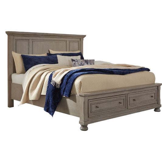 Lettner - Light Gray - California King Panel Storage Bed