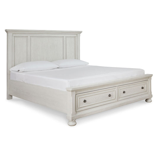 Robbinsdale - Antique White - Queen Panel Storage Bed