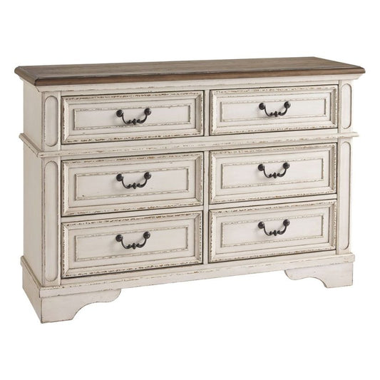 Realyn - White / Brown / Beige - Dresser - 6-drawer