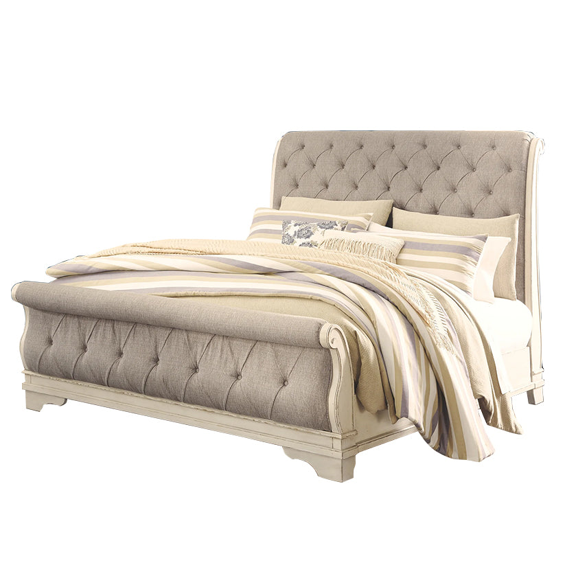 Realyn - Two-tone - King Upholstered Sleigh Bed