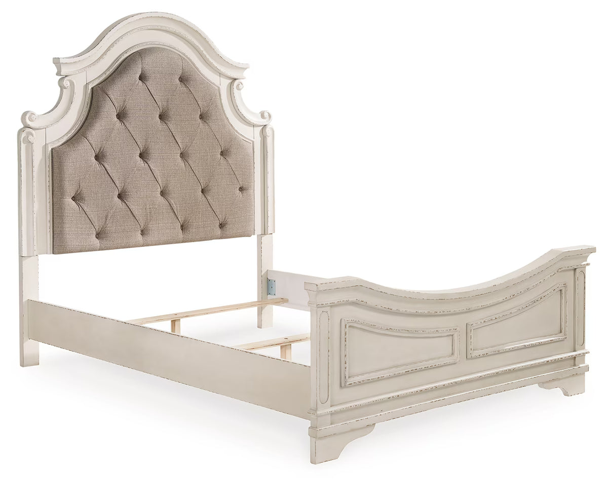 Realyn - Queen Upholstered Panel Bed - Chipped White
