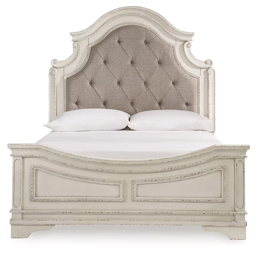 Realyn - Queen Upholstered Panel Bed - Chipped White