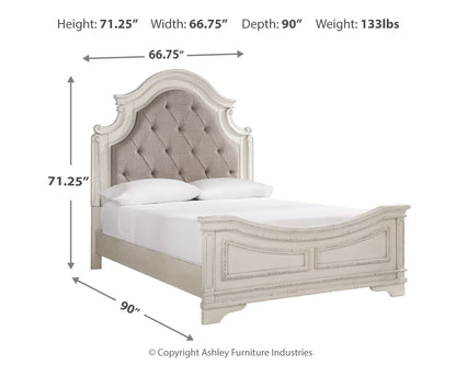 Realyn - Queen Upholstered Panel Bed - Chipped White