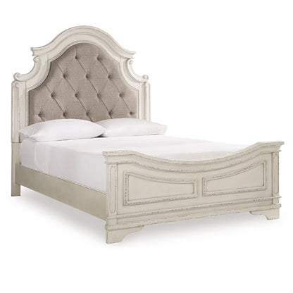 Realyn - Queen Upholstered Panel Bed - Chipped White
