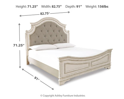 Realyn - California King Upholstered Panel Bed - Chipped White