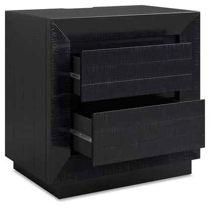 Londer - Black - Two Drawer Night Stand