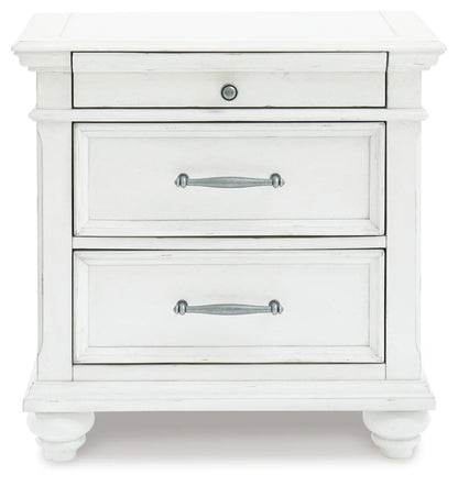 Kanwyn - Whitewash - Three Drawer Night Stand