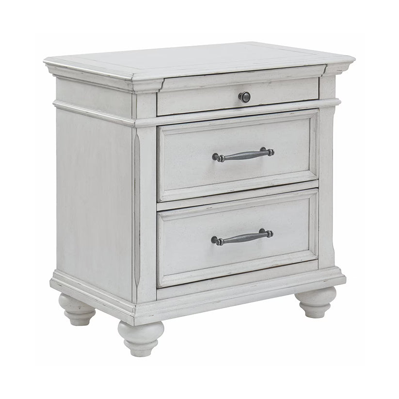 Kanwyn - Whitewash - Three Drawer Night Stand