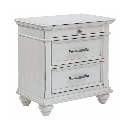 Kanwyn - Whitewash - Three Drawer Night Stand