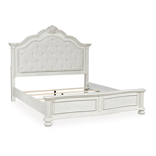 Montelaine - Antique White - King Upholstered Panel Bed