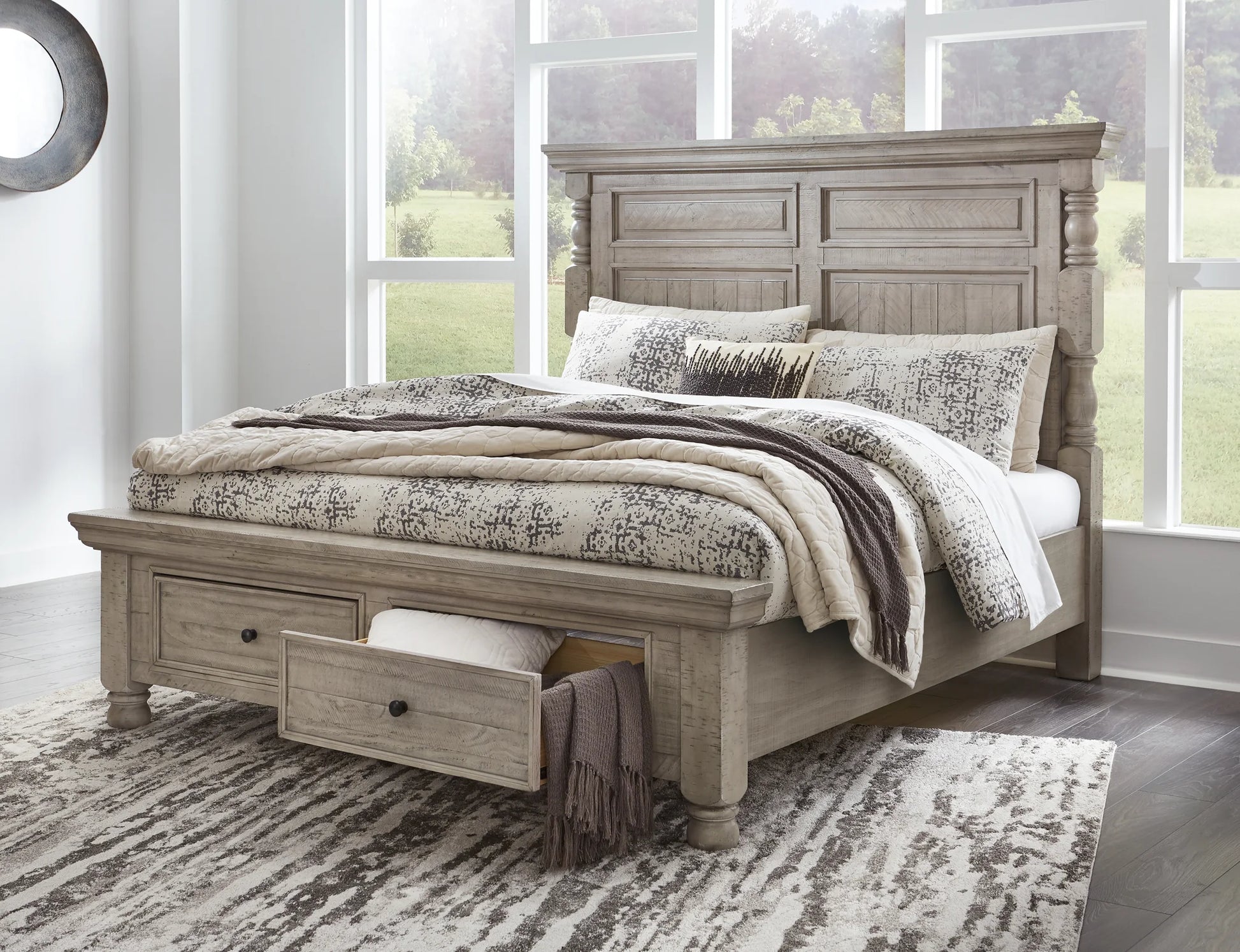 Harrastone - Gray - Queen Panel Storage Bed-3