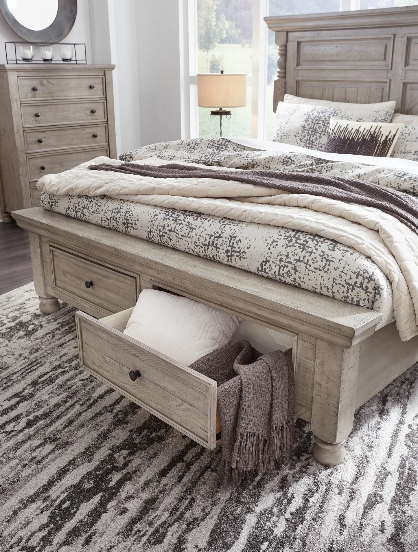 Harrastone - Gray - Queen Panel Storage Bed-7