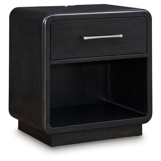 Rowanbeck - Black - One Drawer Night Stand