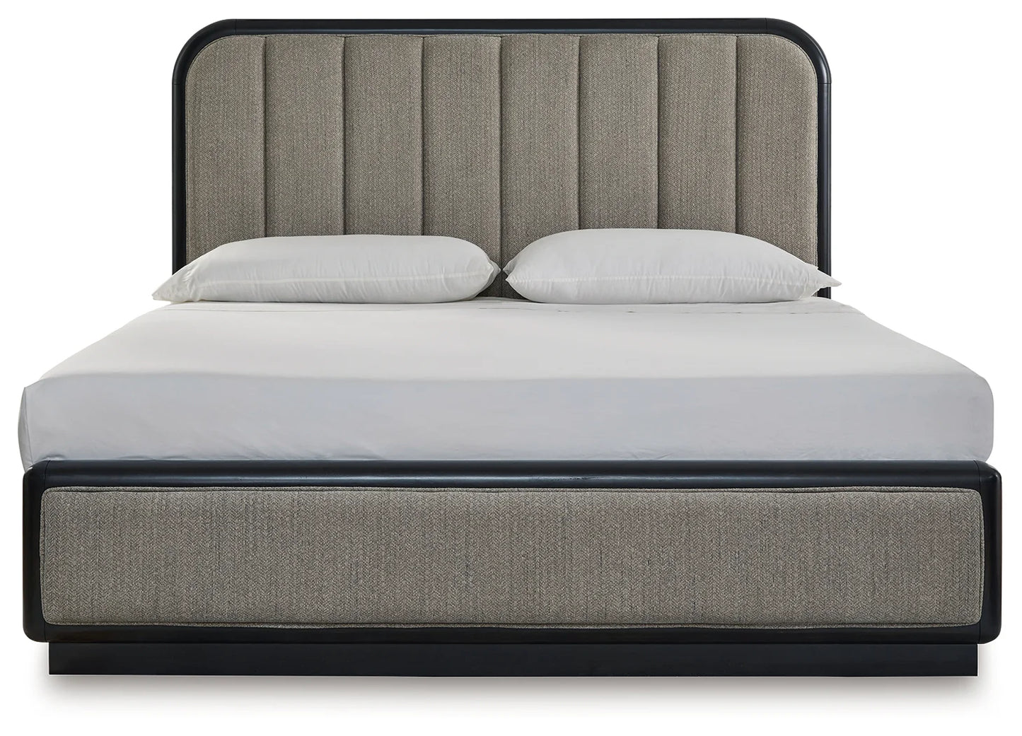 Rowanbeck - Gray / Black - California King Upholstered Panel Bed