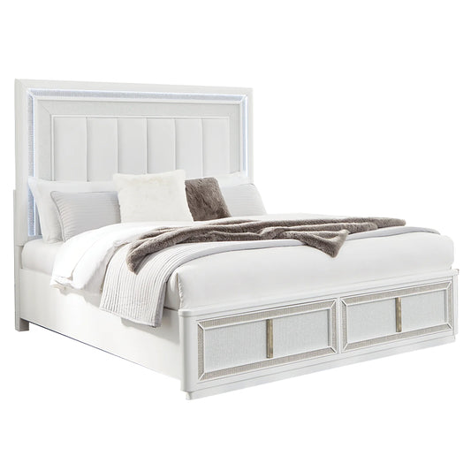 Chalanna - White - Queen Upholstered Storage Bed