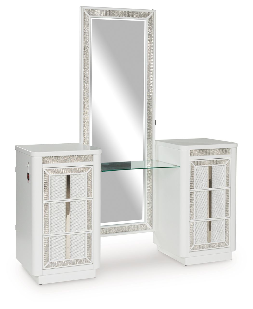 Chalanna White Vanity With Mirror Furniture Warehouse Ohio