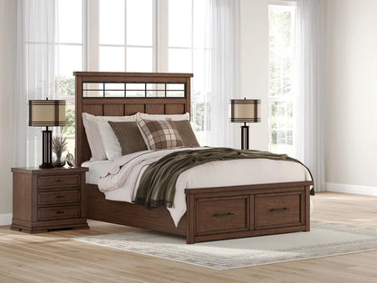 Taffenbrook - Medium Brown - Queen Panel Storage Bed